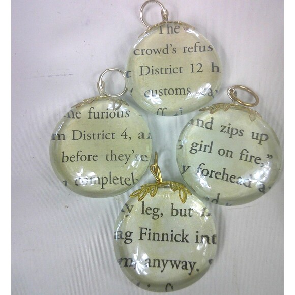 The Hunger Games Jewelry Made from Book Pages Earrings Necklace Lot of 11 New - Picture 5 of 6